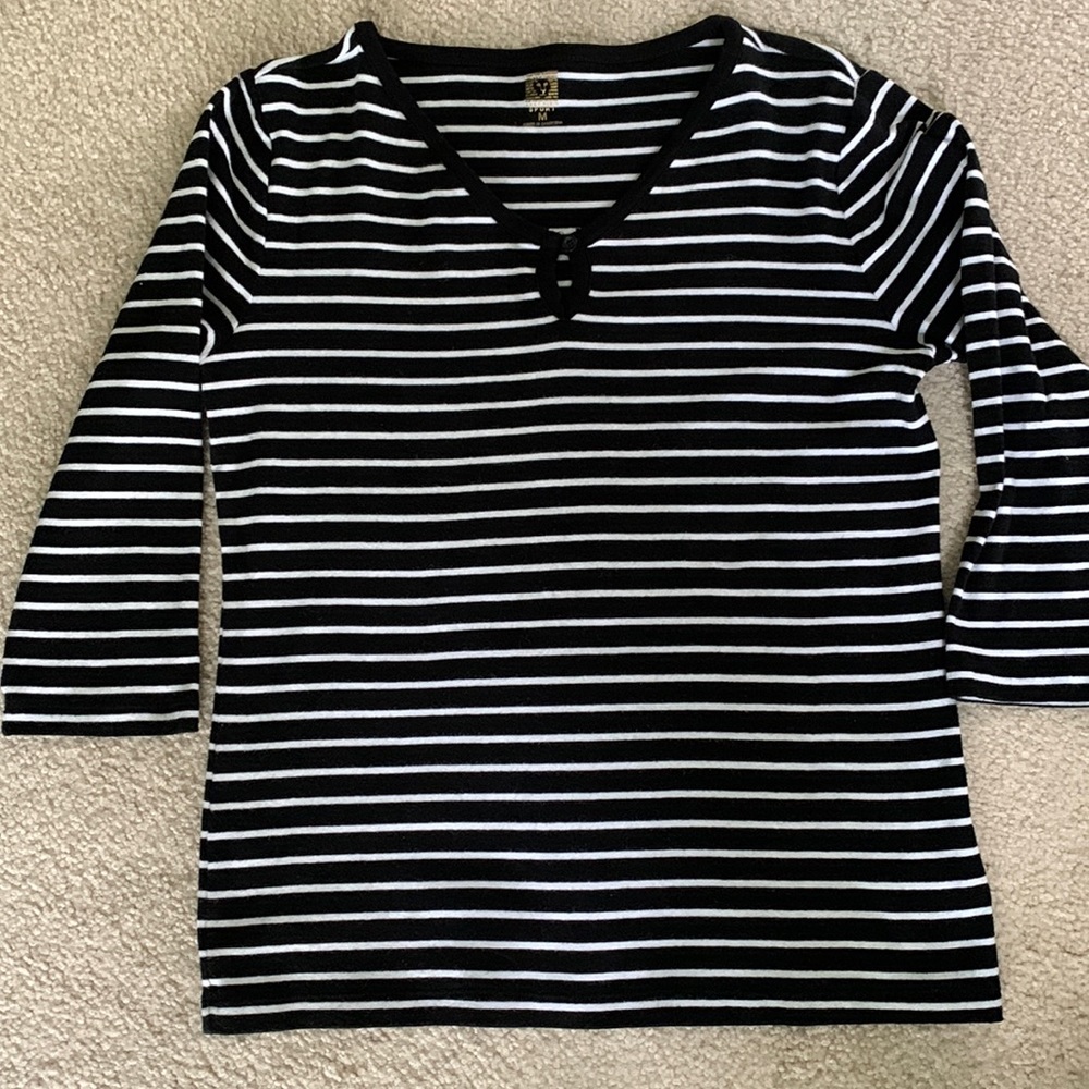 Anne Klein Sport 3/4 Sleeve t shirt size M